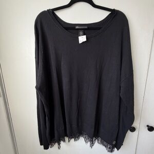 Lane Bryant Black Sweater w/ Lace Hem | Cozy PNW Chic | 26/28